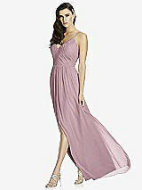 Front View Thumbnail - Dusty Rose Deep V-Back Shirred Maxi Dress - Ensley