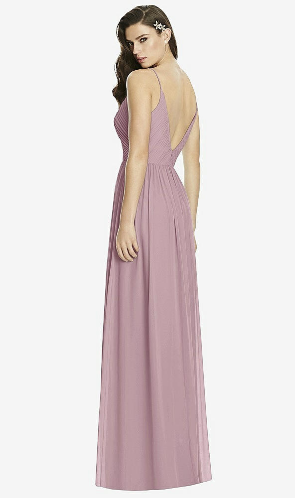 Back View - Dusty Rose Deep V-Back Shirred Maxi Dress - Ensley