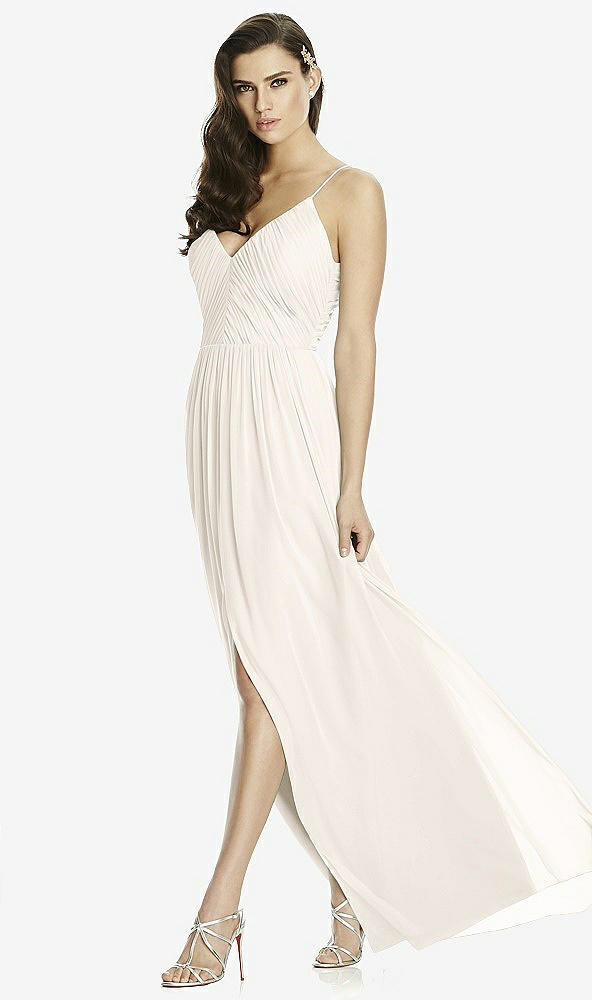 Front View - Ivory Deep V-Back Shirred Maxi Dress - Ensley