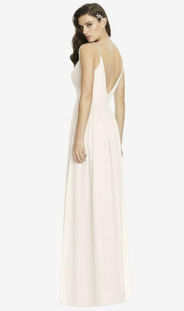 Back View - Ivory Deep V-Back Shirred Maxi Dress - Ensley