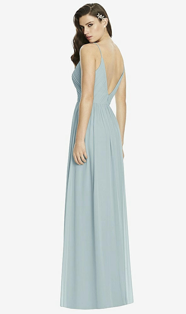 Back View - Morning Sky Deep V-Back Shirred Maxi Dress - Ensley