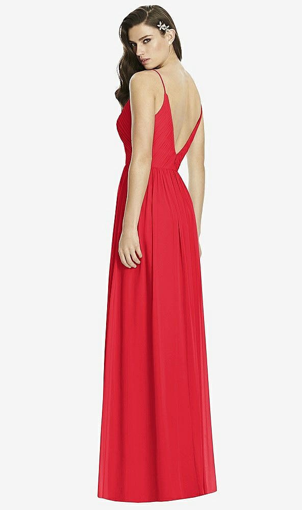Back View - Parisian Red Deep V-Back Shirred Maxi Dress - Ensley
