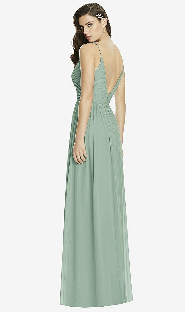 Back View - Seagrass Deep V-Back Shirred Maxi Dress - Ensley
