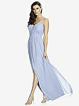 Front View Thumbnail - Sky Blue Deep V-Back Shirred Maxi Dress - Ensley
