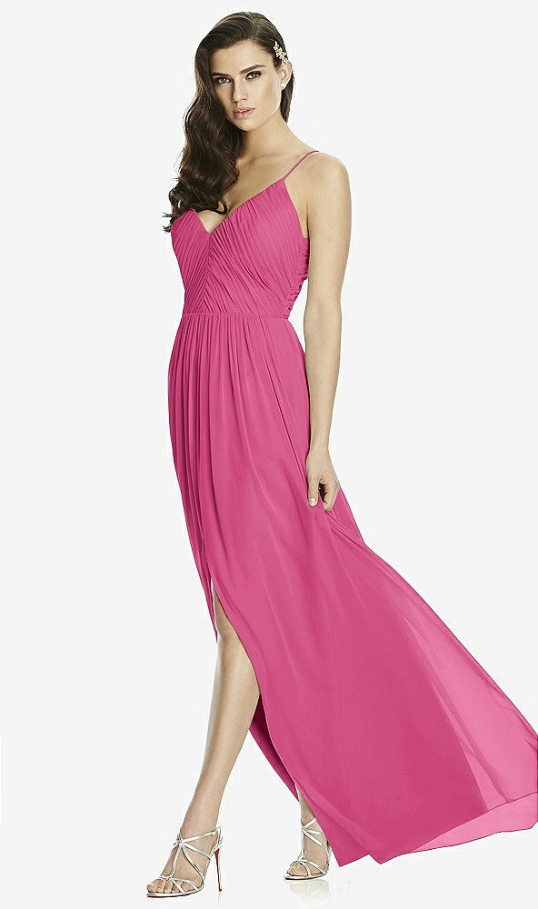 Front View - Tea Rose Deep V-Back Shirred Maxi Dress - Ensley