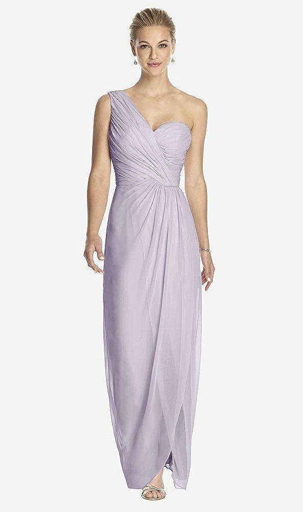 Front View - Moondance One-Shoulder Draped Maxi Dress with Front Slit - Aeryn