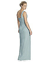 Rear View Thumbnail - Morning Sky One-Shoulder Draped Maxi Dress with Front Slit - Aeryn