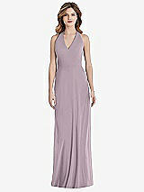 Front View Thumbnail - Lilac Dusk V-Neck Halter Chiffon Maxi Dress - Taryn