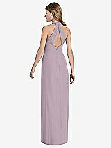 Rear View Thumbnail - Lilac Dusk V-Neck Halter Chiffon Maxi Dress - Taryn