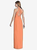 Rear View Thumbnail - Sweet Melon V-Neck Halter Chiffon Maxi Dress - Taryn