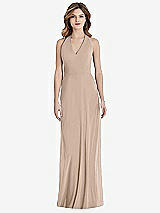 Front View Thumbnail - Topaz V-Neck Halter Chiffon Maxi Dress - Taryn