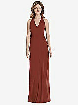 Front View Thumbnail - Auburn Moon V-Neck Halter Chiffon Maxi Dress - Taryn