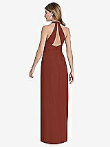 Rear View Thumbnail - Auburn Moon V-Neck Halter Chiffon Maxi Dress - Taryn