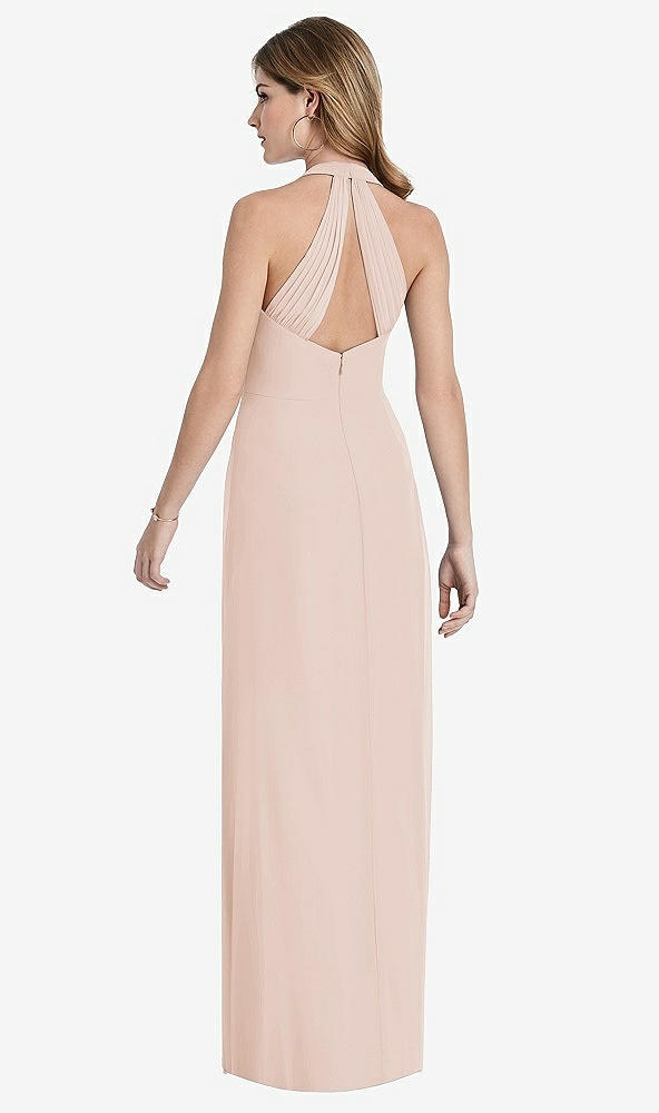 Back View - Cameo V-Neck Halter Chiffon Maxi Dress - Taryn