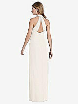 Rear View Thumbnail - Ivory V-Neck Halter Chiffon Maxi Dress - Taryn