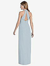 Rear View Thumbnail - Mist V-Neck Halter Chiffon Maxi Dress - Taryn