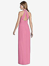 Rear View Thumbnail - Orchid Pink V-Neck Halter Chiffon Maxi Dress - Taryn