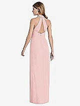 Rear View Thumbnail - Rose V-Neck Halter Chiffon Maxi Dress - Taryn