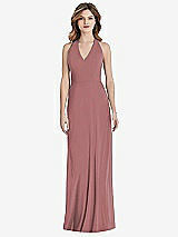 Front View Thumbnail - Rosewood V-Neck Halter Chiffon Maxi Dress - Taryn