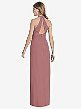 Rear View Thumbnail - Rosewood V-Neck Halter Chiffon Maxi Dress - Taryn