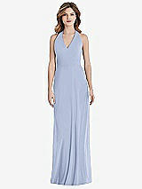 Front View Thumbnail - Sky Blue V-Neck Halter Chiffon Maxi Dress - Taryn