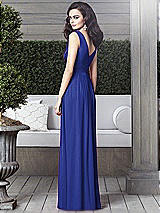 Rear View Thumbnail - Cobalt Blue Draped V-Neck Shirred Chiffon Maxi Dress - Ari