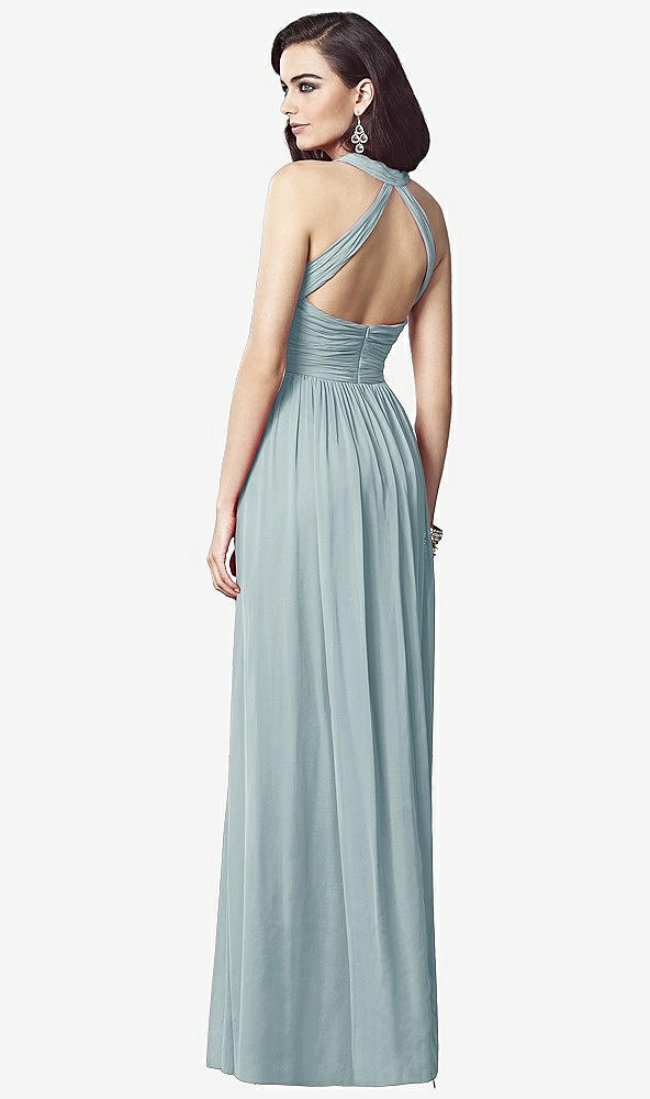 Back View - Morning Sky Ruched Halter Open-Back Maxi Dress - Jada