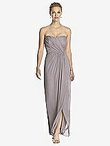 Front View Thumbnail - Cashmere Gray Strapless Draped Chiffon Maxi Dress - Lila