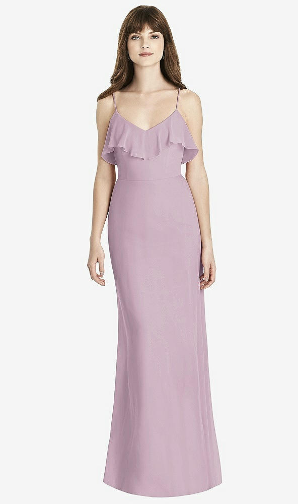 Front View - Suede Rose Ruffle-Trimmed Backless Maxi Dress - Britt
