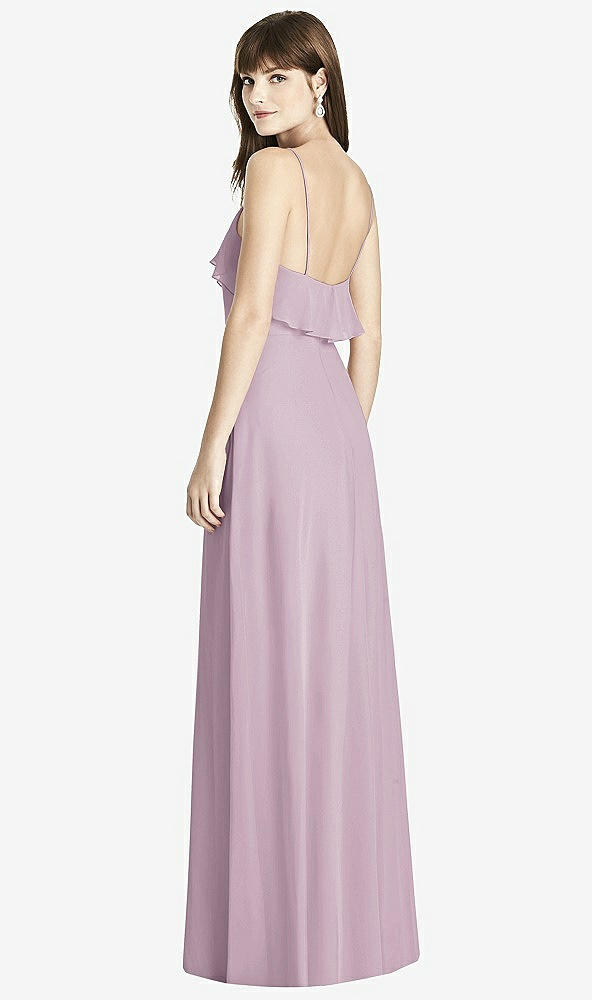 Back View - Suede Rose Ruffle-Trimmed Backless Maxi Dress - Britt