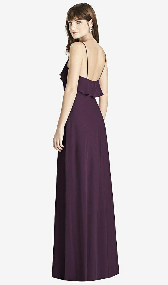 Back View - Aubergine Ruffle-Trimmed Backless Maxi Dress - Britt