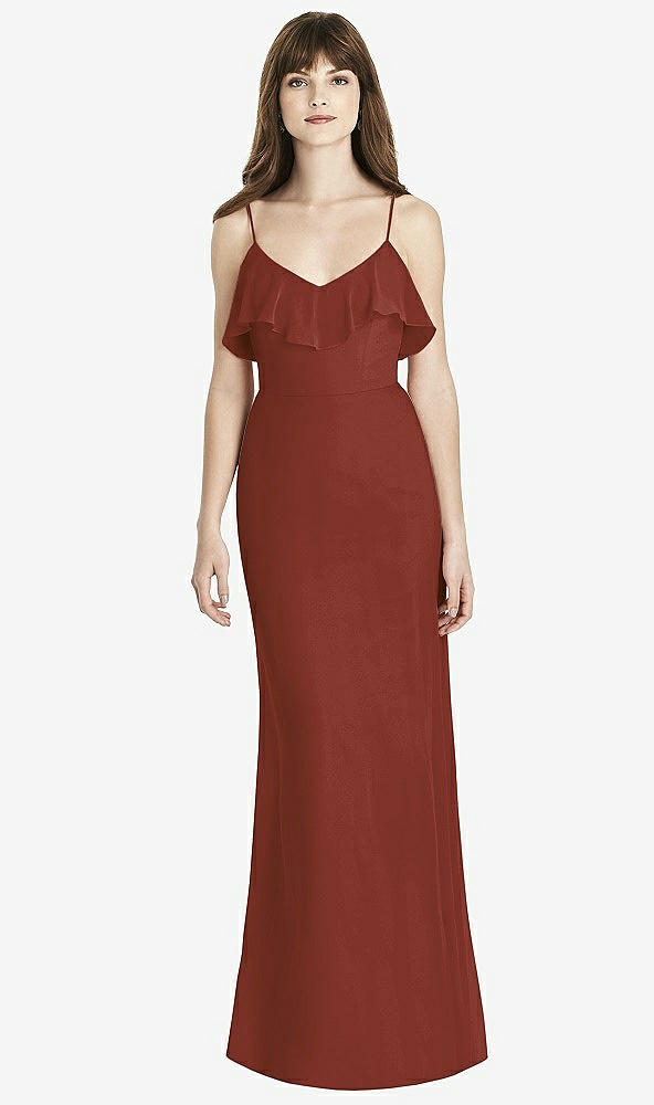 Front View - Auburn Moon Ruffle-Trimmed Backless Maxi Dress - Britt