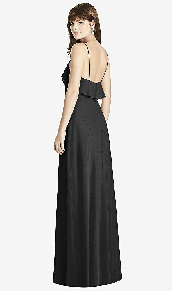 Back View - Black Ruffle-Trimmed Backless Maxi Dress - Britt