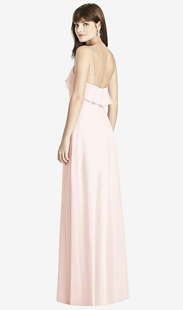 Back View - Blush Ruffle-Trimmed Backless Maxi Dress - Britt