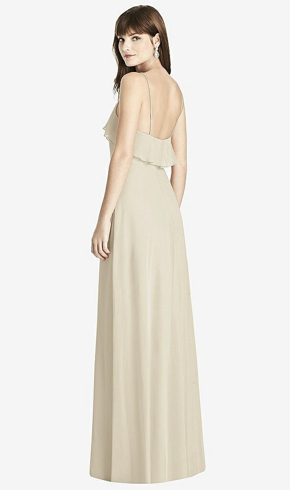 Back View - Champagne Ruffle-Trimmed Backless Maxi Dress - Britt