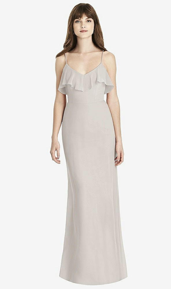 Front View - Oyster Ruffle-Trimmed Backless Maxi Dress - Britt