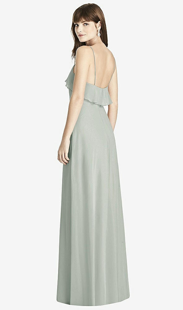 Back View - Willow Green Ruffle-Trimmed Backless Maxi Dress - Britt