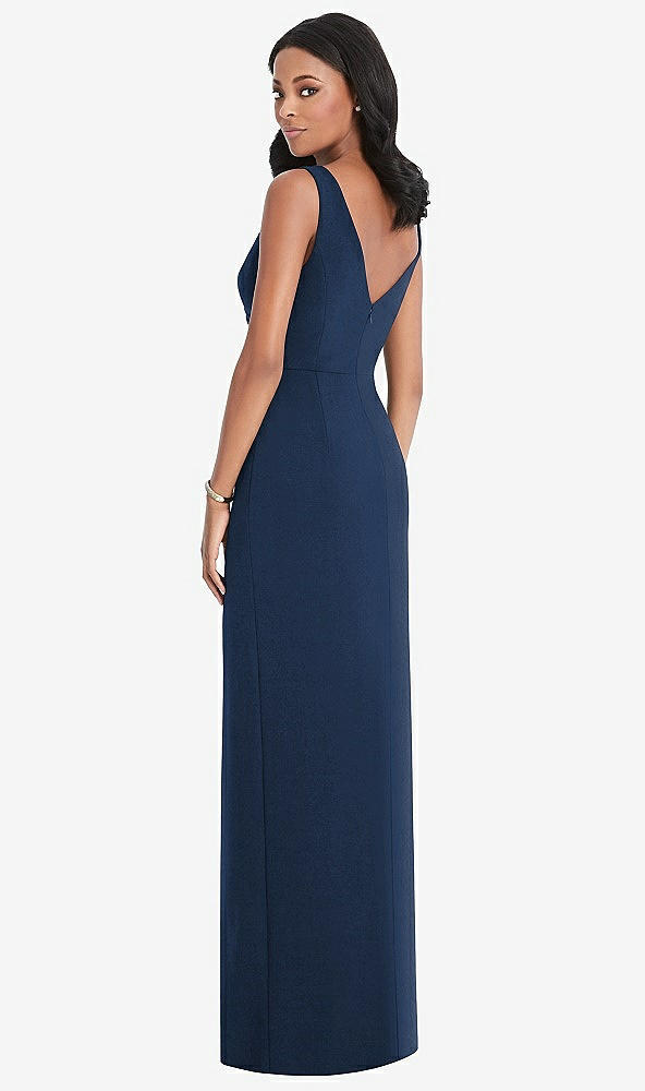 Back View - Midnight Navy Lux Jersey Draped Maxi - Sena