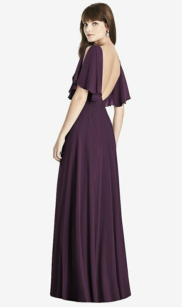 Back View - Aubergine Split Sleeve Backless Maxi Dress - Lila