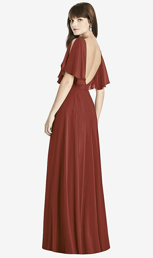 Back View - Auburn Moon Split Sleeve Backless Maxi Dress - Lila