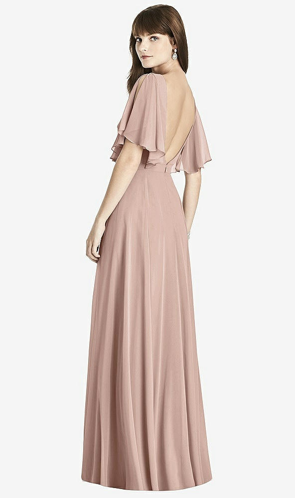 Back View - Bliss Split Sleeve Backless Maxi Dress - Lila