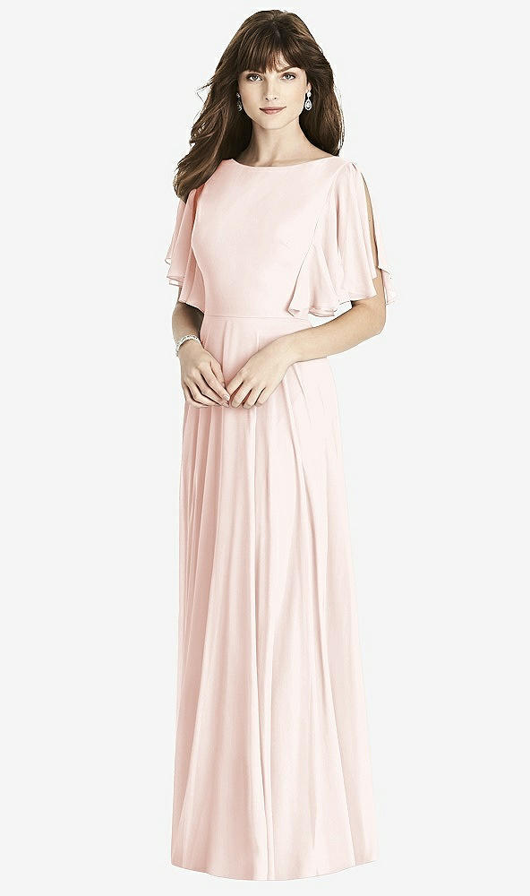 Front View - Blush Split Sleeve Backless Maxi Dress - Lila