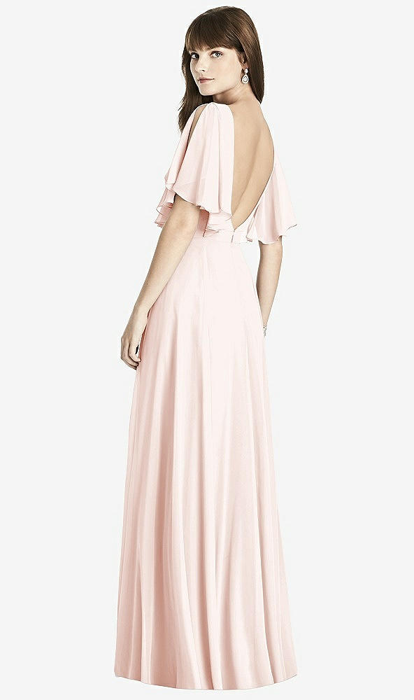 Back View - Blush Split Sleeve Backless Maxi Dress - Lila