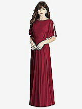 Front View Thumbnail - Burgundy Split Sleeve Backless Maxi Dress - Lila