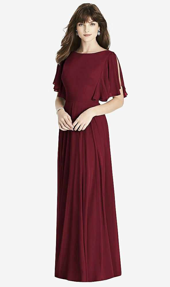 Front View - Cabernet Split Sleeve Backless Maxi Dress - Lila