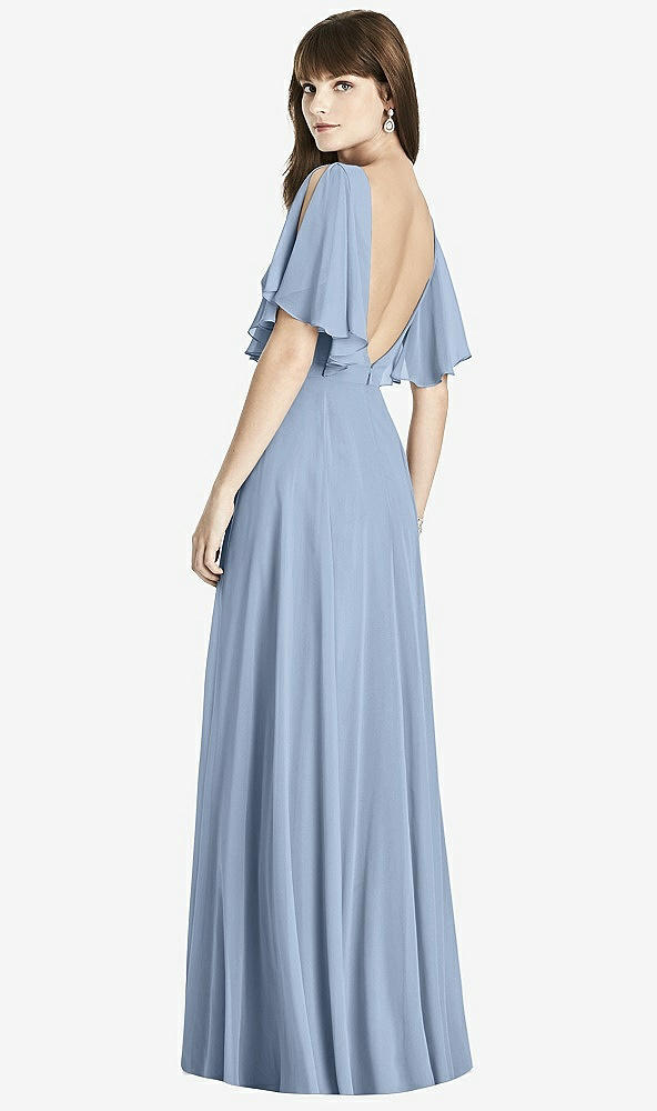 Back View - Cloudy Split Sleeve Backless Maxi Dress - Lila