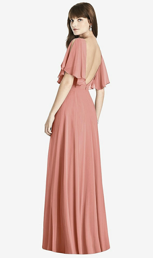 Back View - Desert Rose Split Sleeve Backless Maxi Dress - Lila