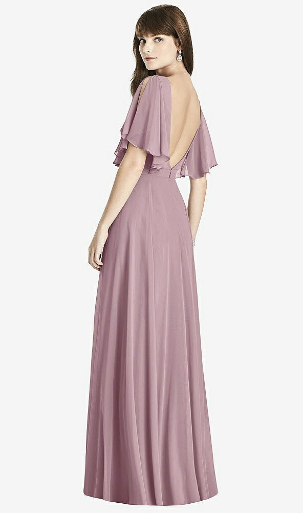Back View - Dusty Rose Split Sleeve Backless Maxi Dress - Lila