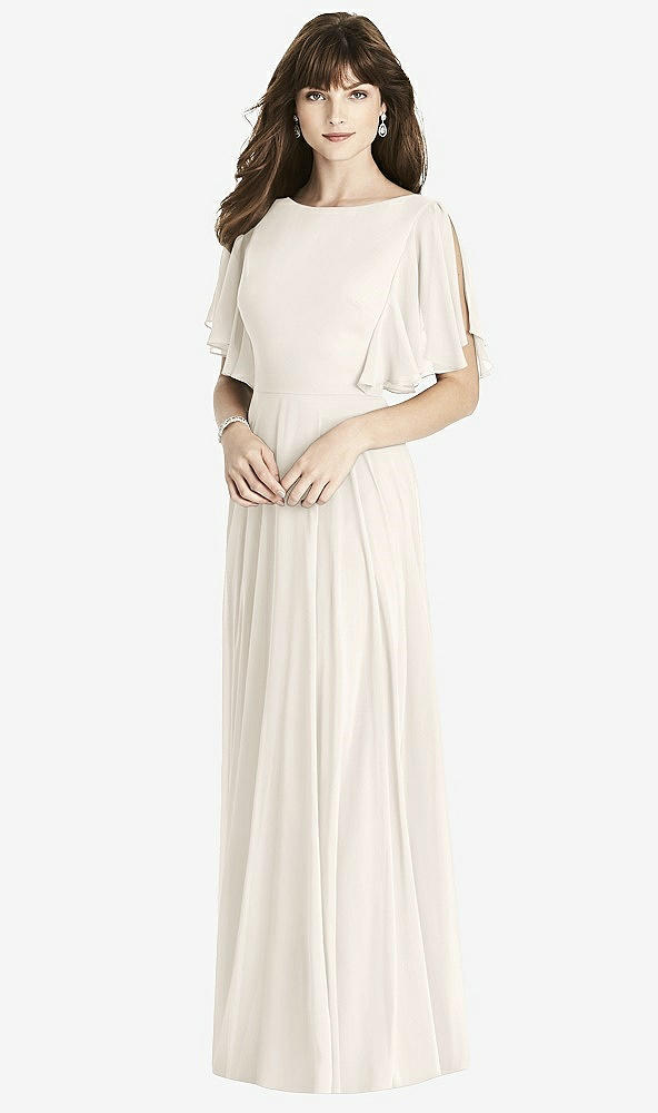Front View - Ivory Split Sleeve Backless Maxi Dress - Lila