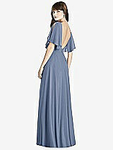 Rear View Thumbnail - Larkspur Blue Split Sleeve Backless Maxi Dress - Lila